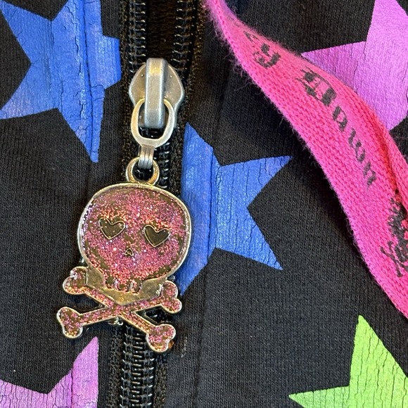VTG Y2K Abbey Dawn Multi Color Star Zip Hoodie Size Large - Picture 5 of 15